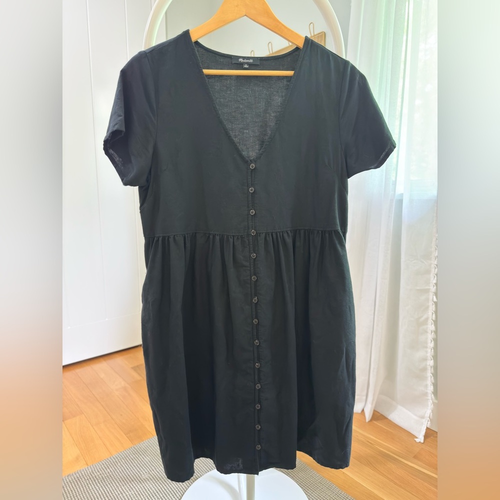 Madewell Black Button-Front Mini Dress